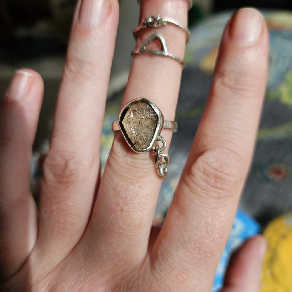 Silver Raw Quartz Ring